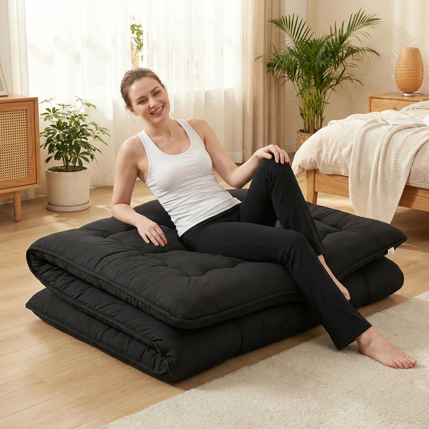JHK Foldable Floor Mattress With Removable Washable Cover