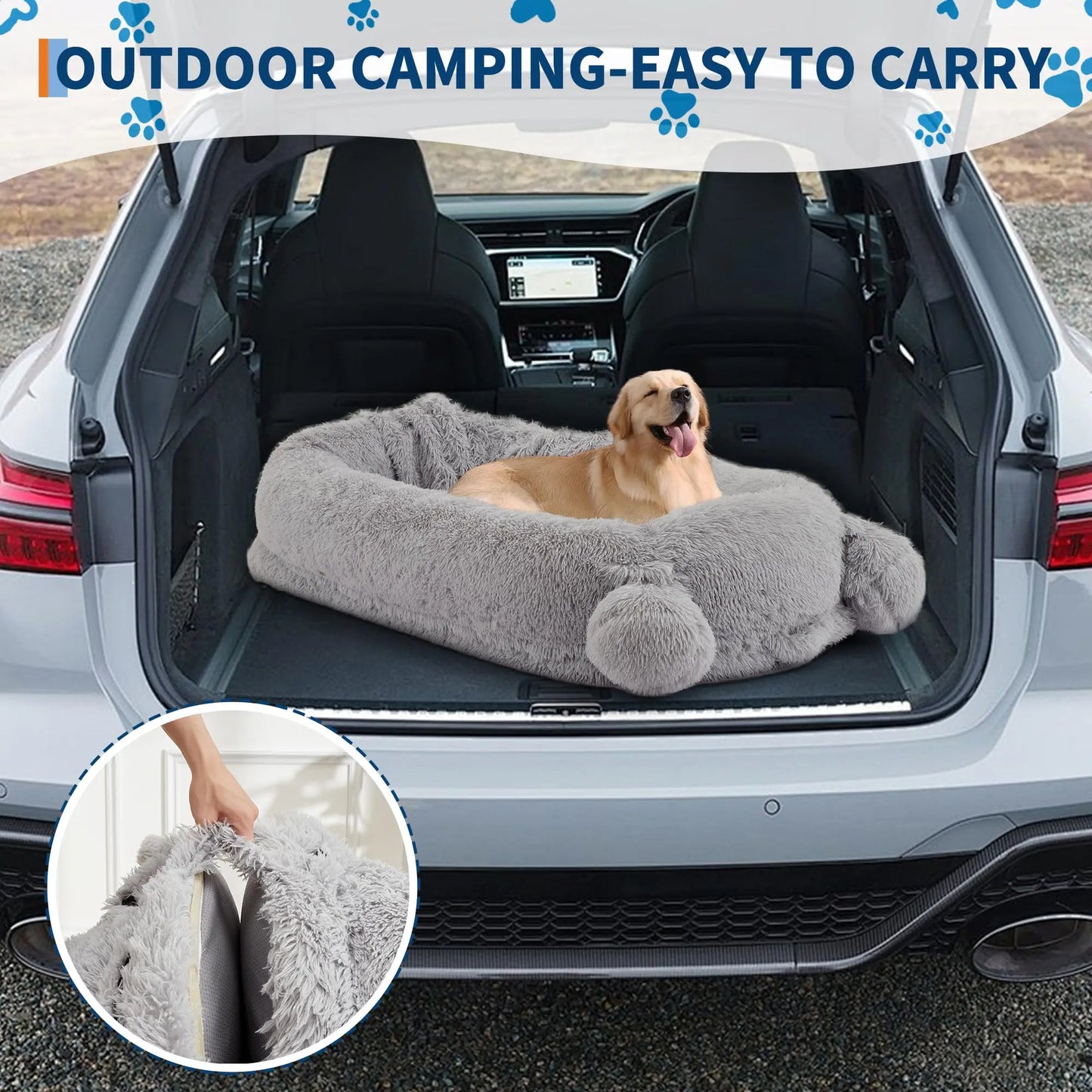 HiMISS Dog Bed for Adults With Removable Cover Matching Blanket and Pockets