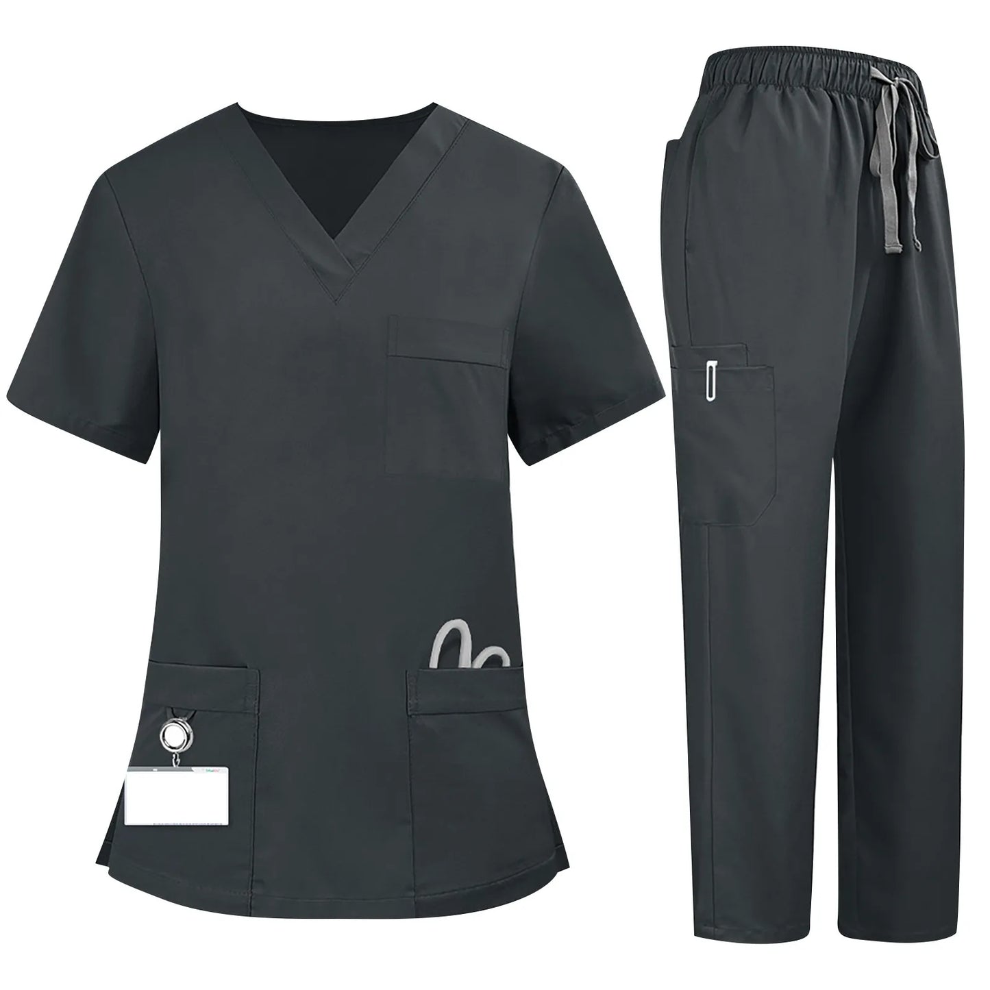 Eillysevens Women's Nurse Scrub Uniform V Neck Short Sleeve