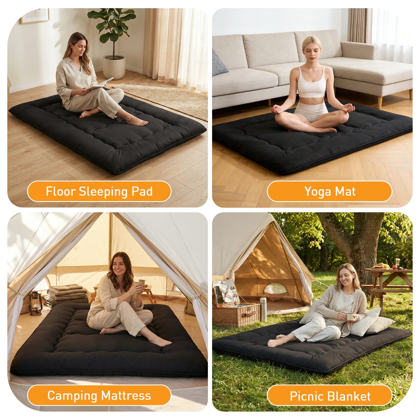 JHK Foldable Floor Mattress With Removable Washable Cover