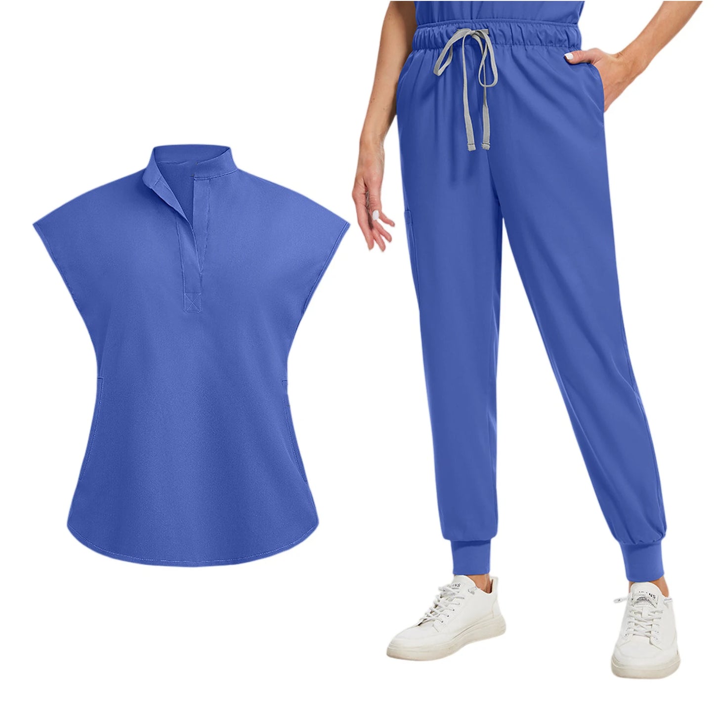 Professional Short Sleeve Scrubs Uniform V Neck Unisex Medical Workwear