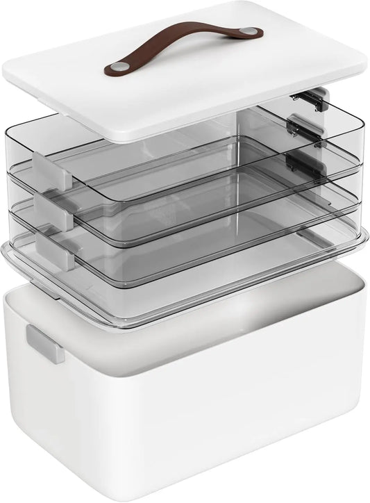 4 Tier Medicine Organizer With Latch Bin And Lid Storage
