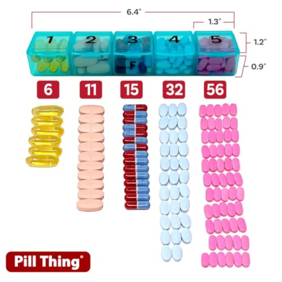 Five Times a Day Weekly Pill Box Organizer With Schedule
