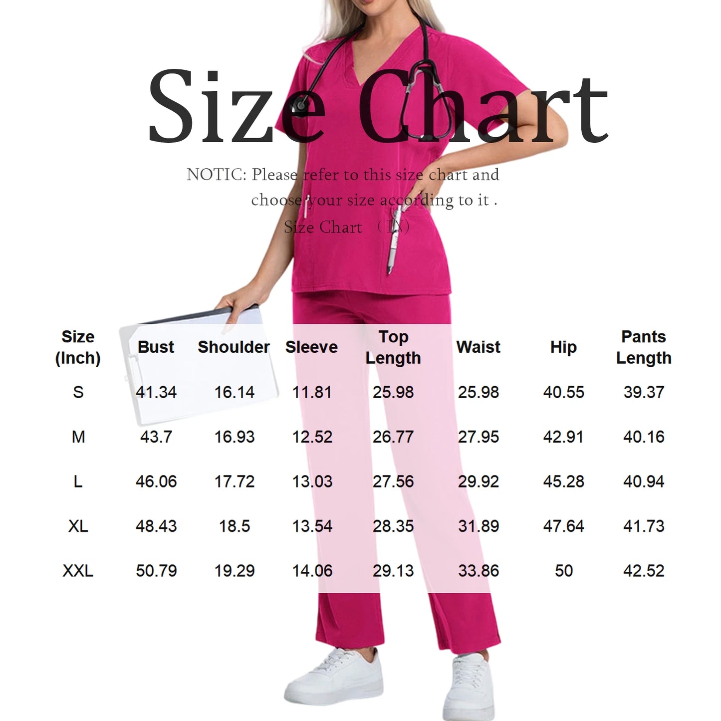 Nurse Scrub Set V Neck Short Sleeve Pocket Medical Uniform