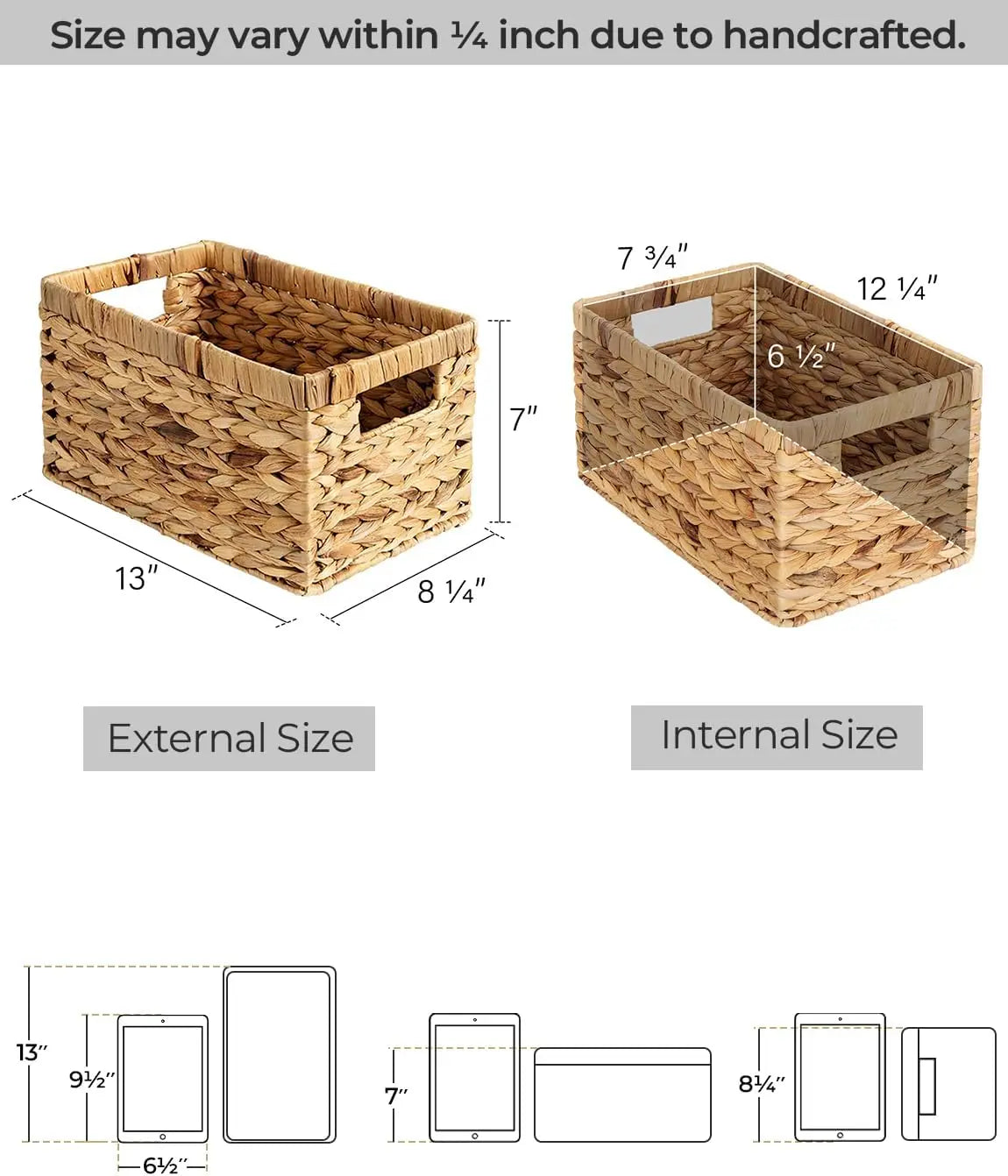 Handwoven Water Hyacinth Storage Basket With Handles