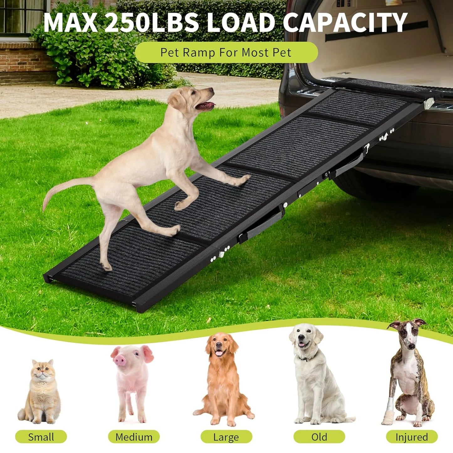 HiMISS Upgraded Dog Ramp For Cars Folding Pet Ramp