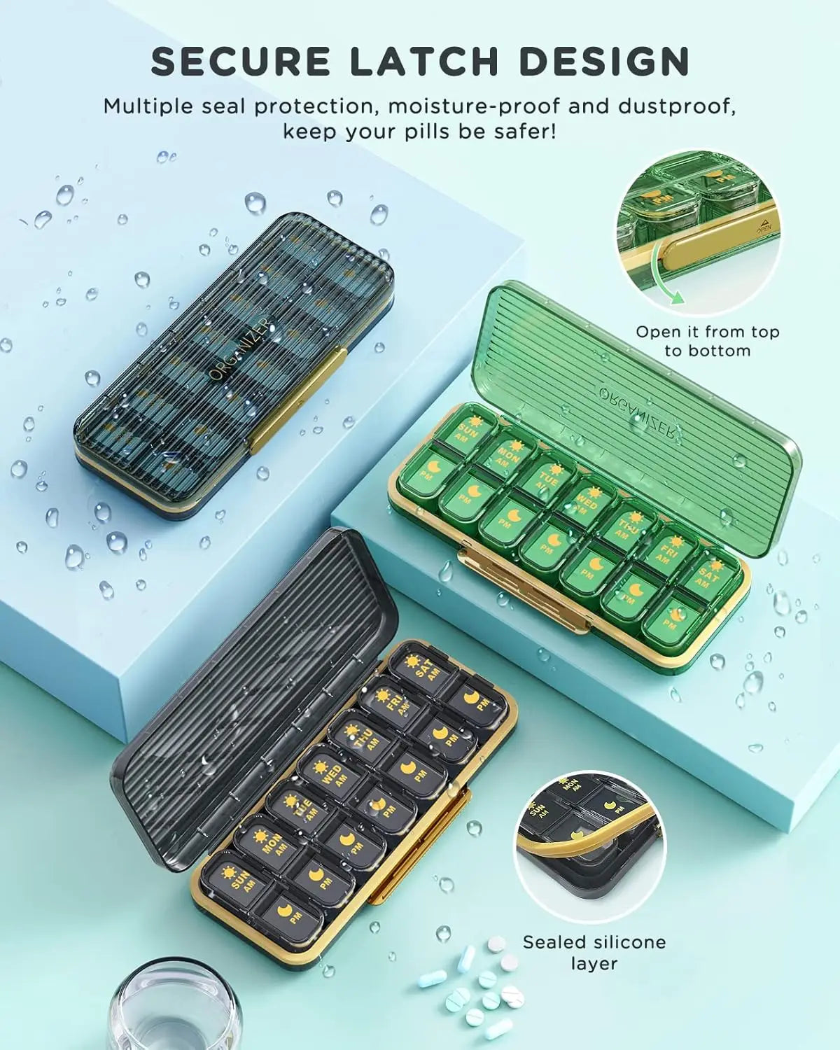 7 Day AM PM Pill Organizer With Dual Portable Compartments