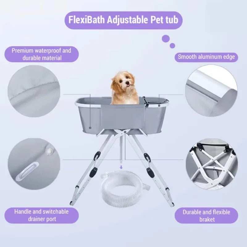 NONEDog Litter Elevated Foldable Dog Bath Tub For Grooming