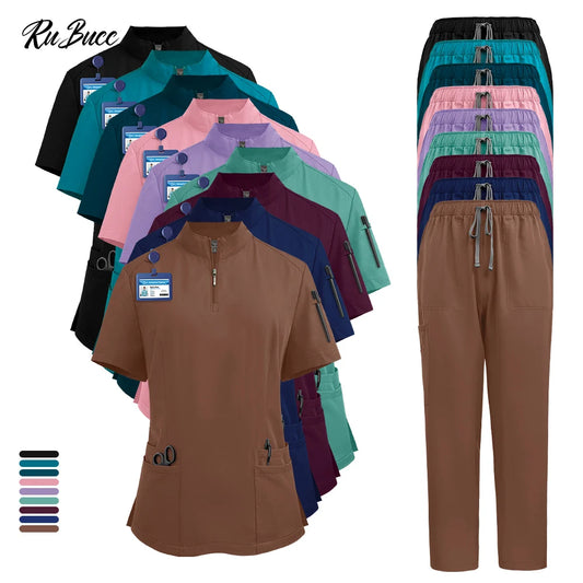 Rubucc Medical Scrubs Set for Women Unisex Nursing Uniforms