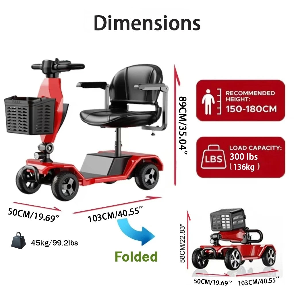 All Terrain 4-Wheel Foldable Mobility Scooter for Seniors