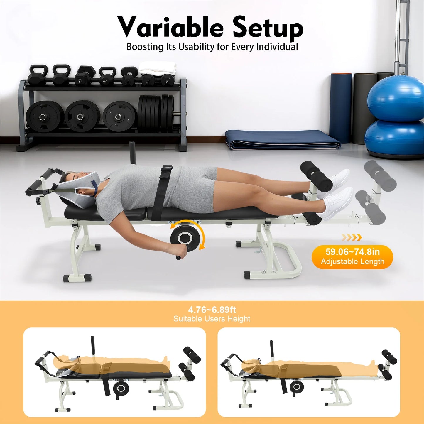 Bymaocar Lumbar Traction Bench for Back and Spine Stretching