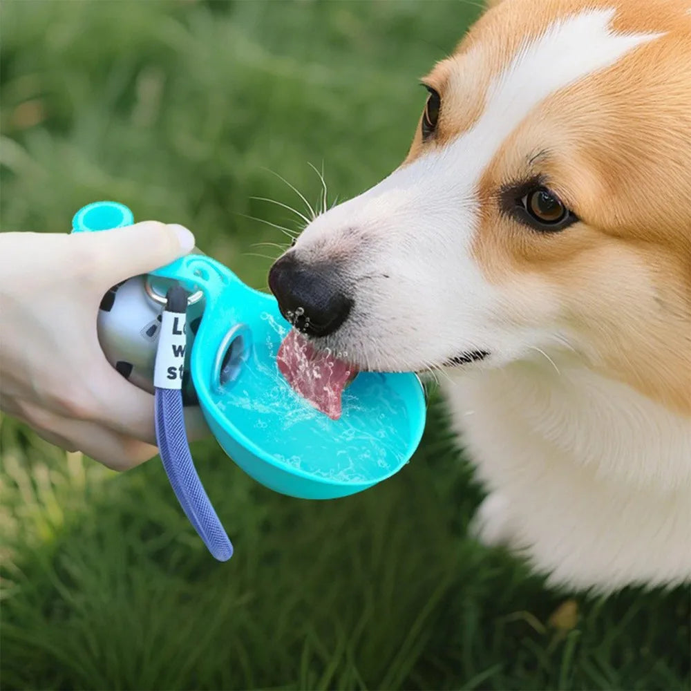 Two In One Portable Dog Drinker Silicone Bowl Stainless Steel