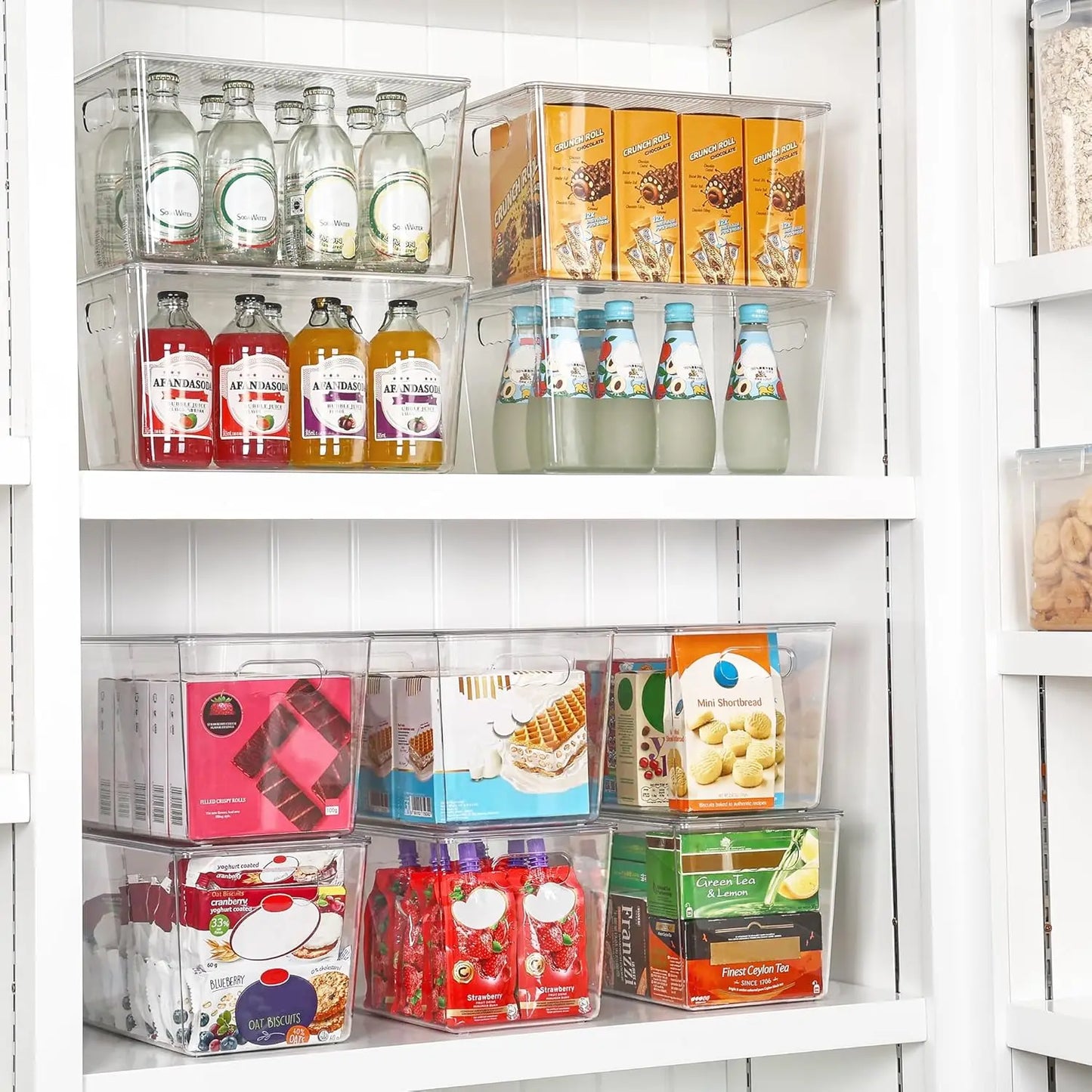 Clear Stackable Storage Bins With Lids 8 Pack For Pantry