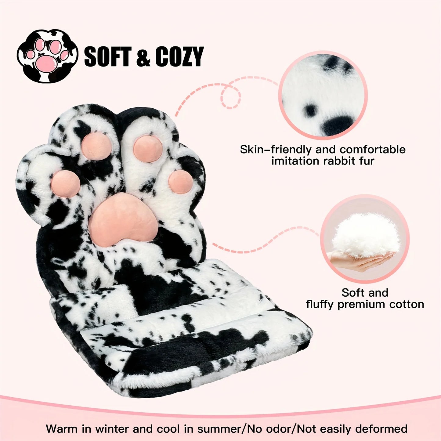 MOONBEEKI L Shape Cat Paw Cushion Faux Rabbit Fur Gaming Chair Pillow