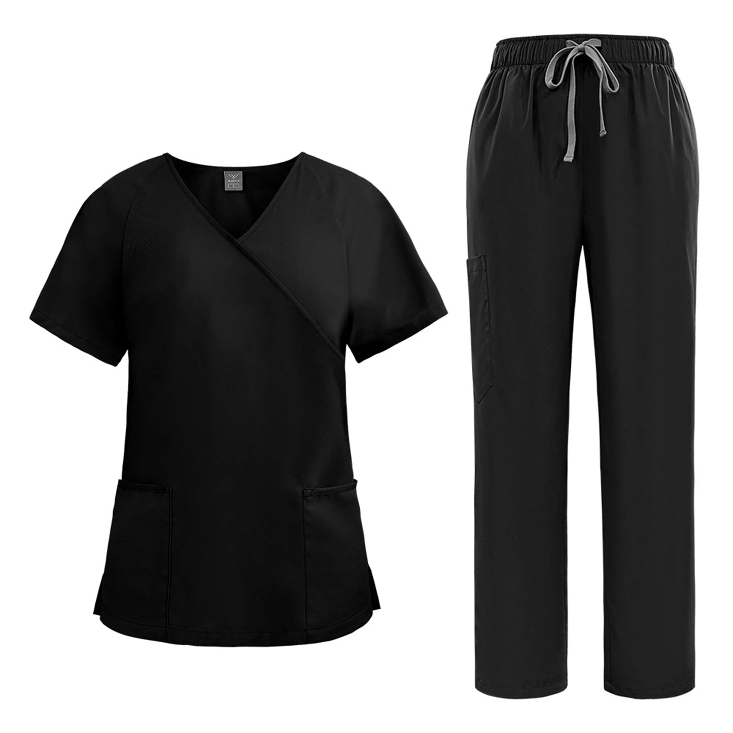 Nurse Scrub Set Medical Uniform With V Neck Pockets