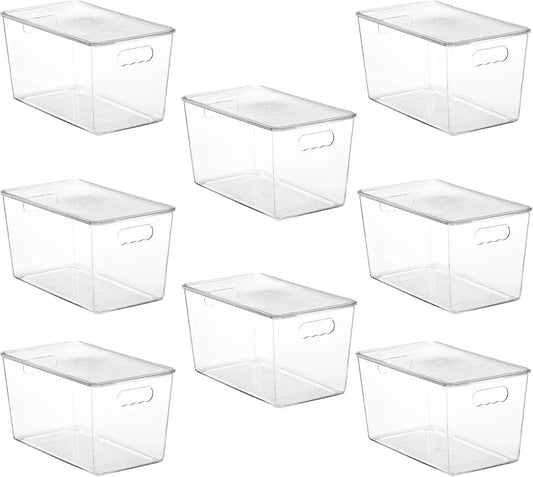 Clear Stackable Storage Bins With Lids 8 Pack For Pantry
