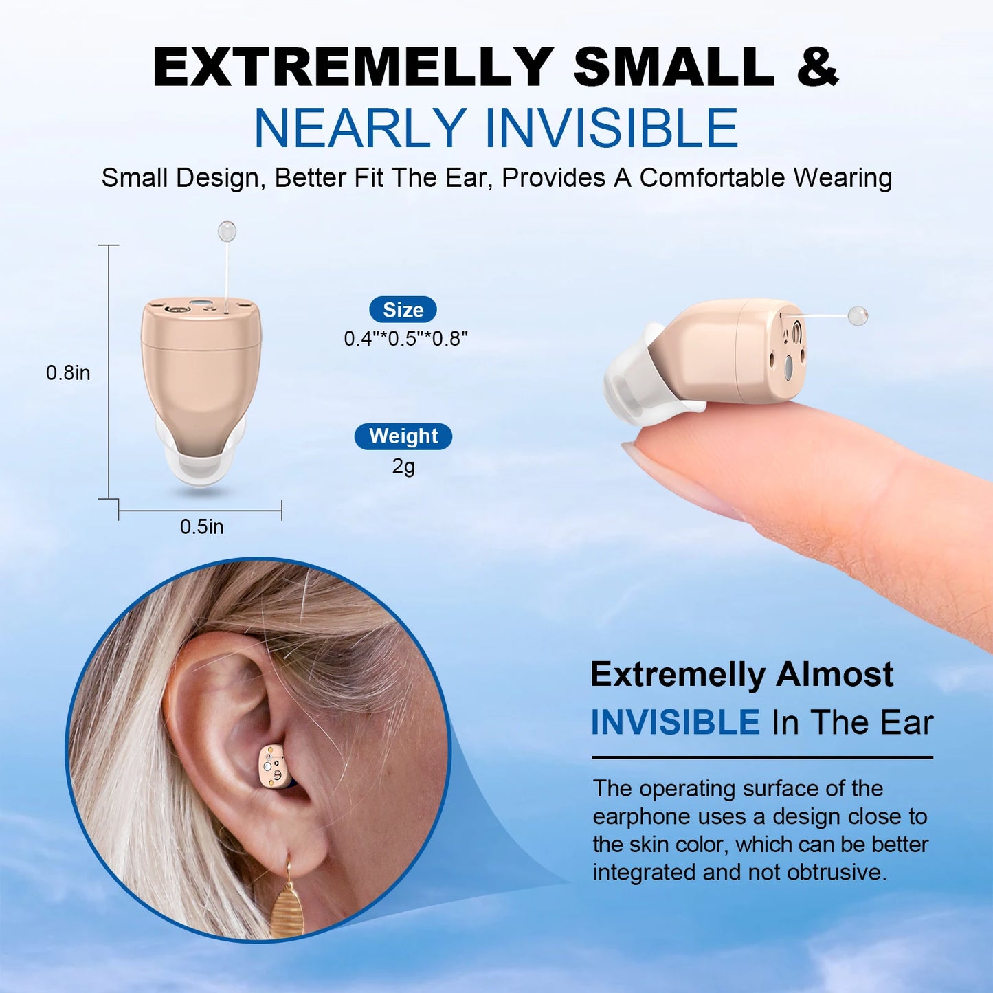 Mini Wireless In Ear Hearing Aid ZF M608 Adjustable Volume