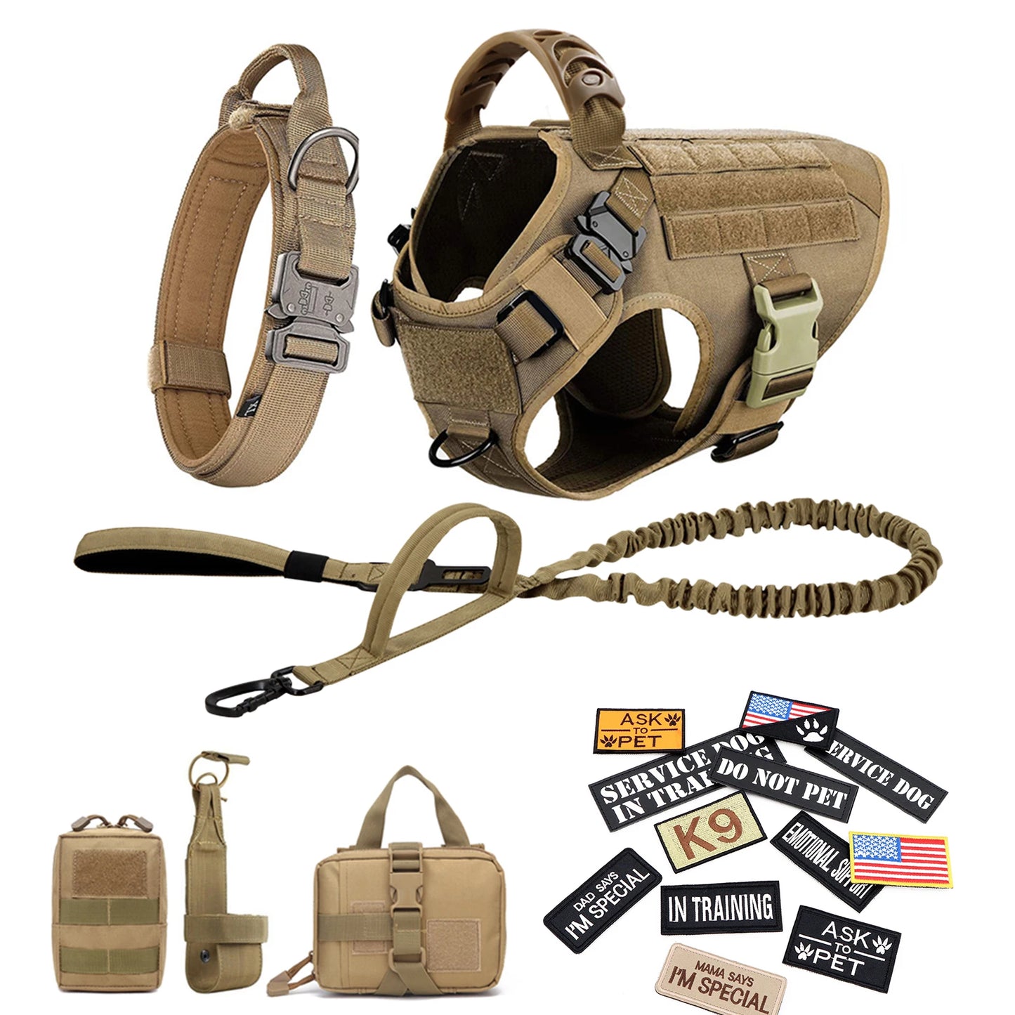 PETRAVEL Military Dog Harness Vest Training Set For Malinois