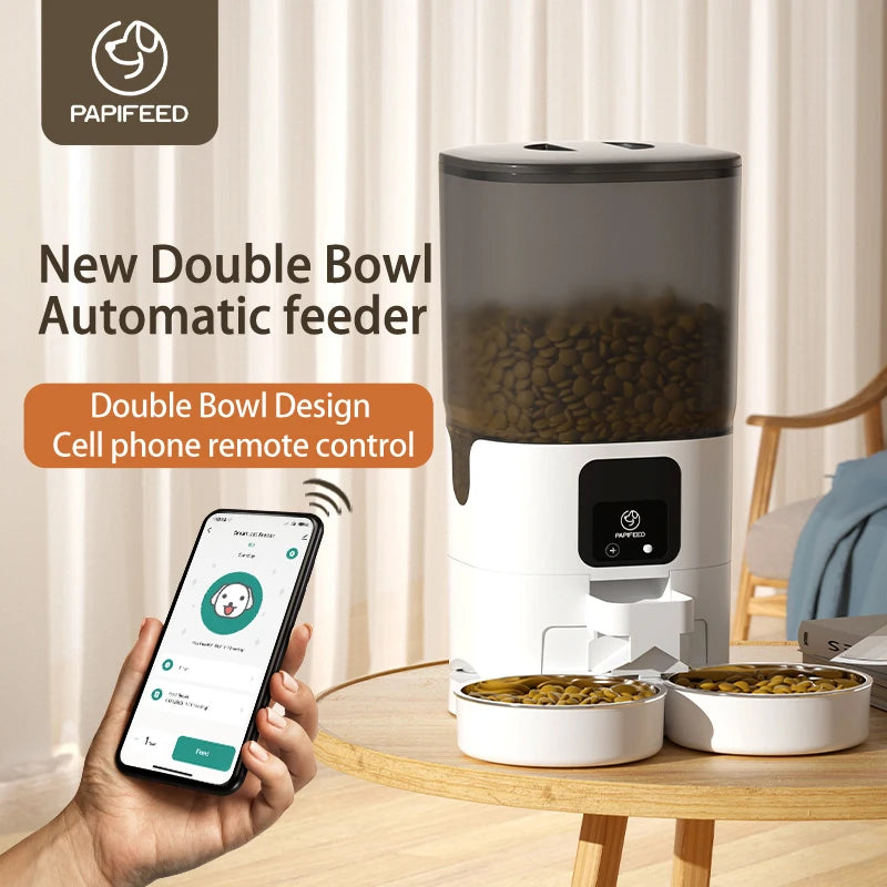 PAPIFEED SmartWiFi Double Bowl Feeder for Cats and Dogs