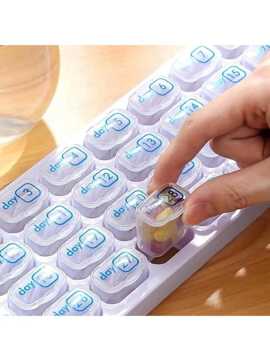 Portable 31 Day Pill Organizer for Travel and Home