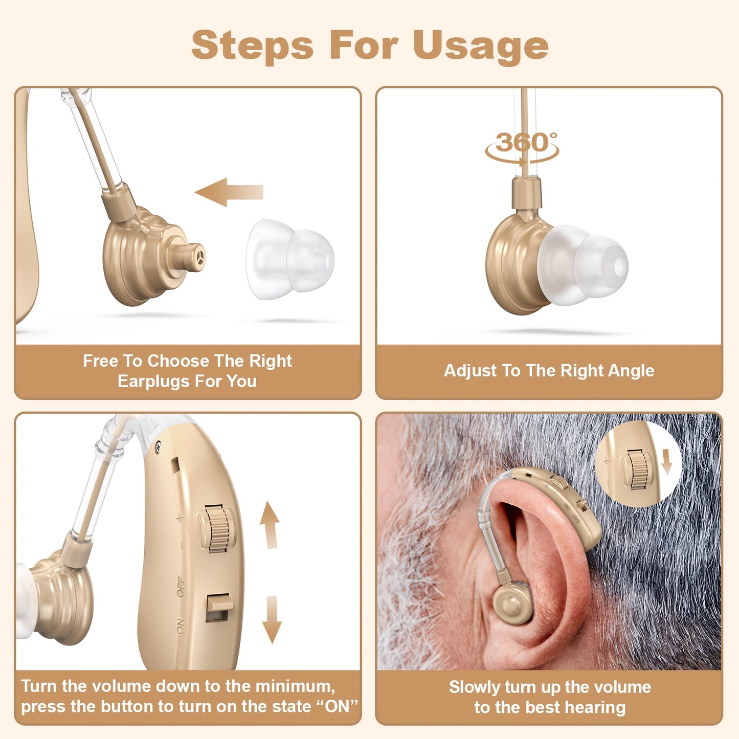 K And F Concept Volume Adjustable BTE Hearing Aids Seniors