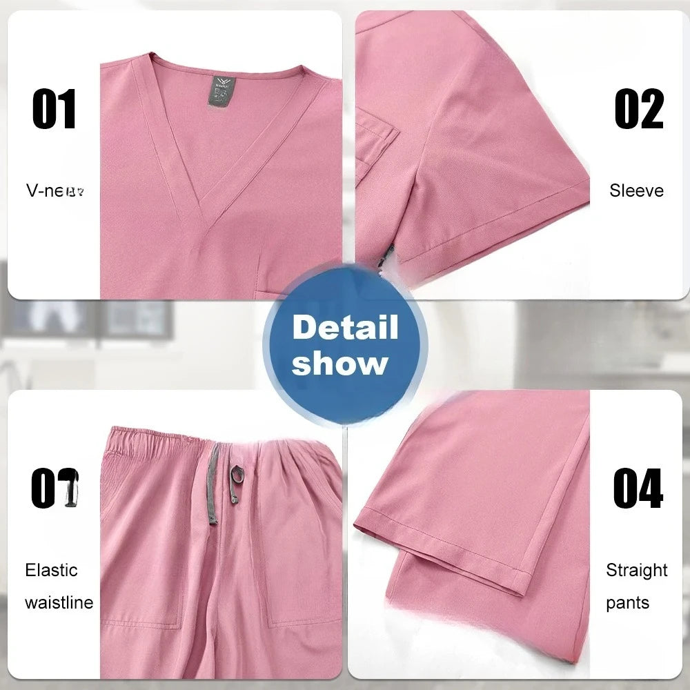 Medical Scrubs Set For Women Nurse Uniform Unisex Lab Coat