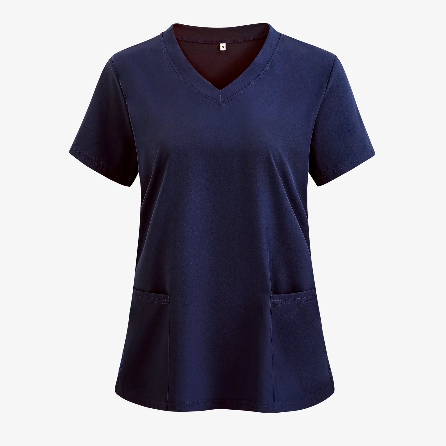 XUANSHOWCN Women Nurse Uniform Woven Top Pocket Front V Neck