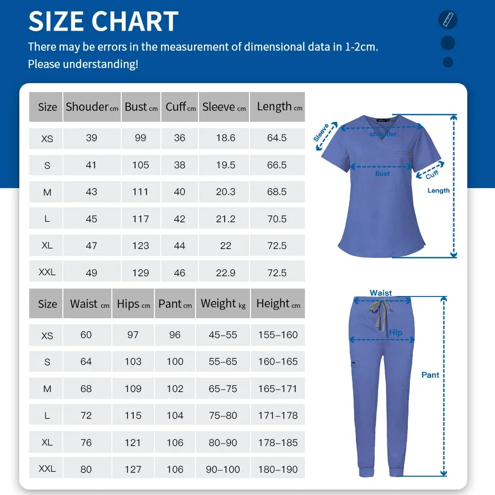 NONECN Nurse Uniforms Set Women Men Medical Hospital Scrubs Outfit