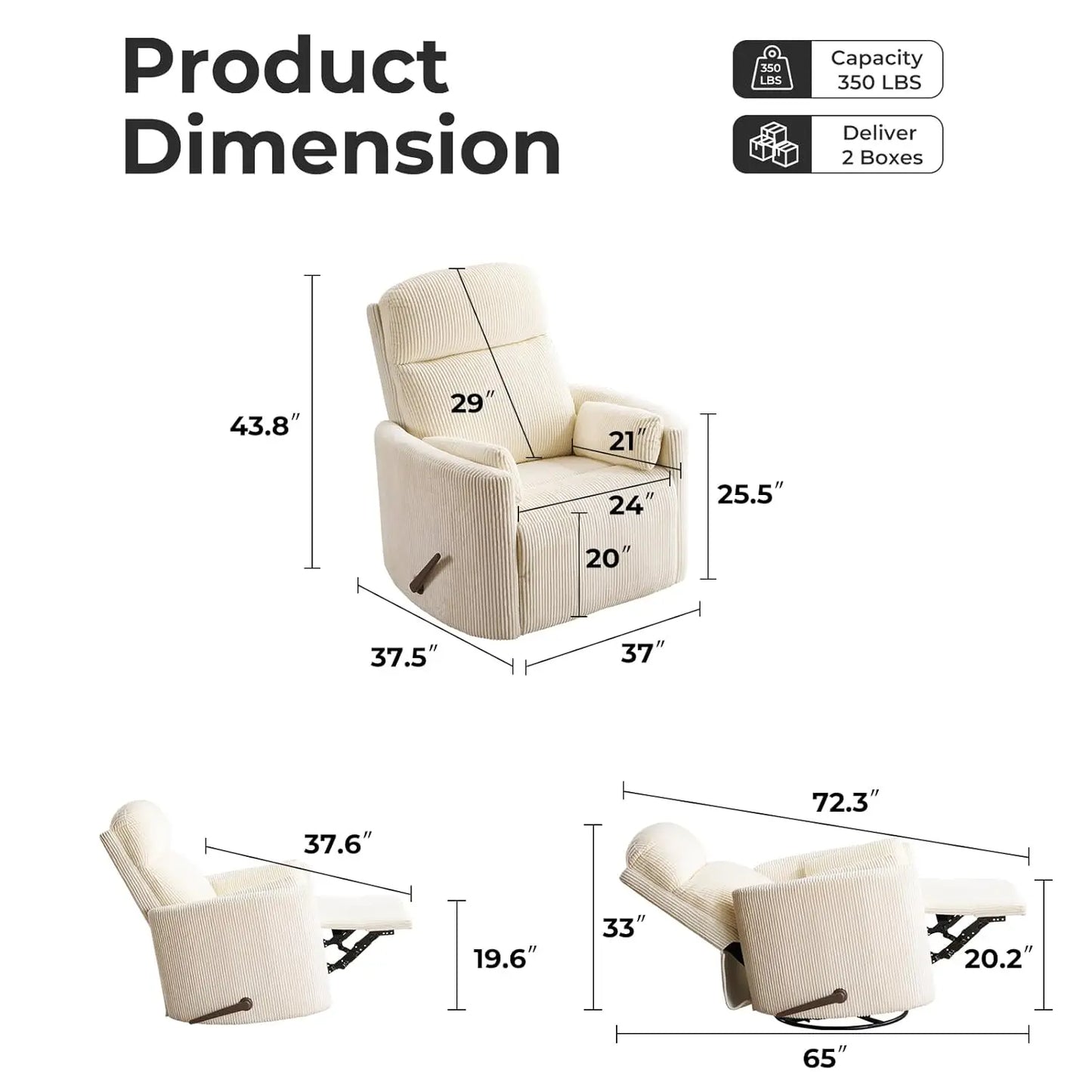 Swivel Rocker Recliner With Massage And Heat Adjustable Headrest Manual