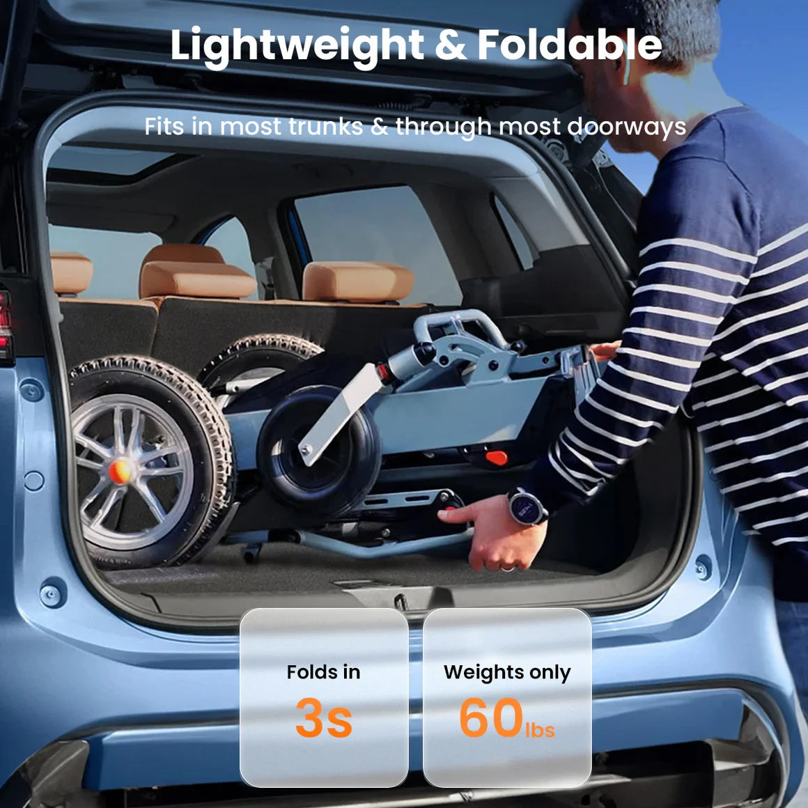MAIDESITE Lightweight Foldable Electric Wheelchair For Adults