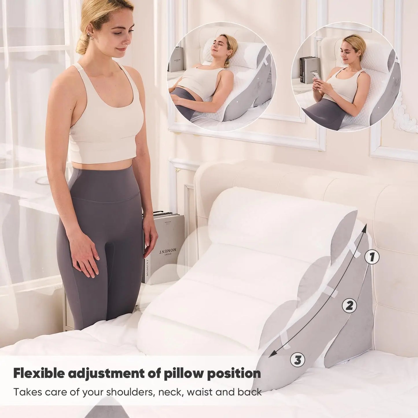 Memory Foam Wedge Pillow Set for Surgery Recovery and Relief
