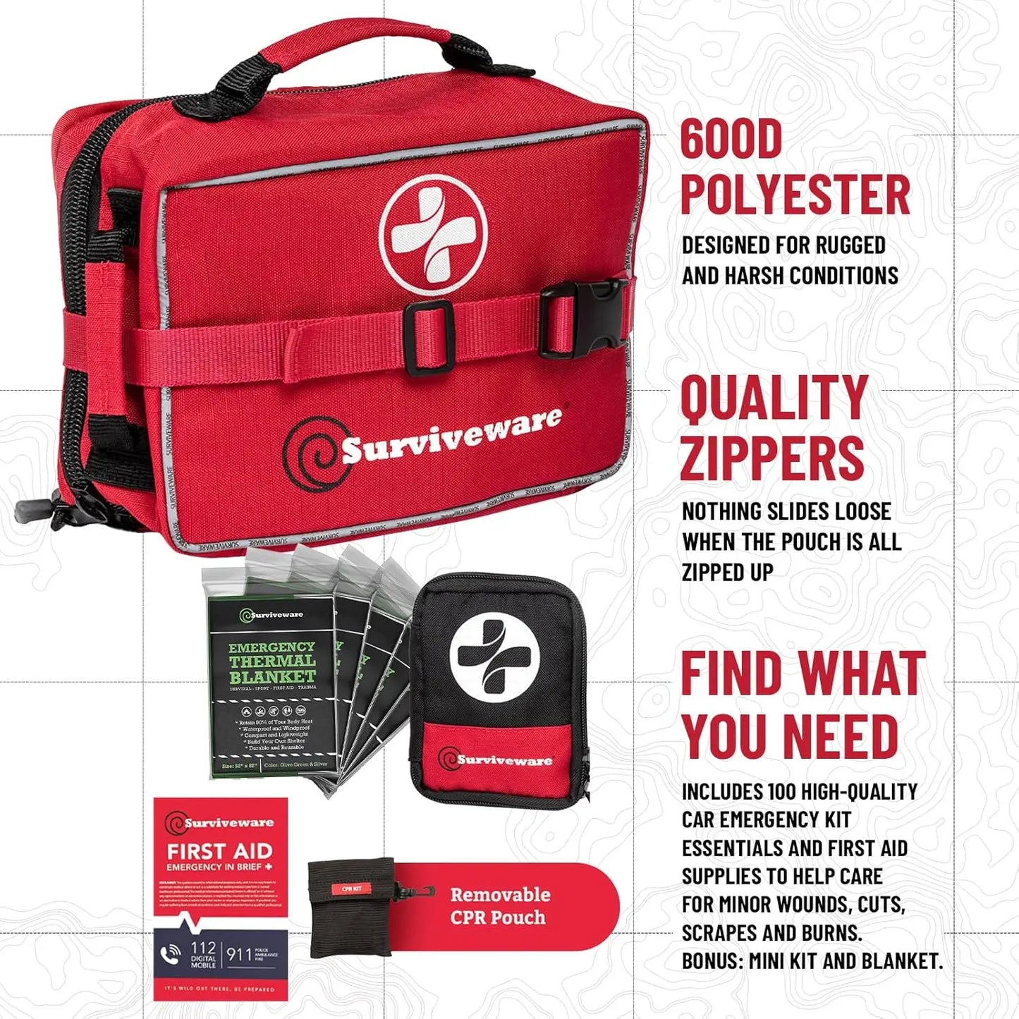 238 Piece Survival First Aid Kit For Travel And Outdoor