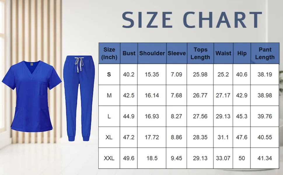 Eillysevens Women Nurse Uniform Quick-Dry V-Neck Short Sleeve Set