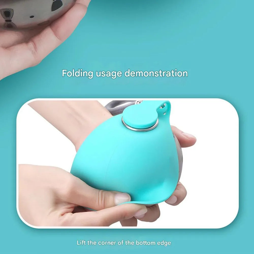 Two In One Portable Dog Drinker Silicone Bowl Stainless Steel