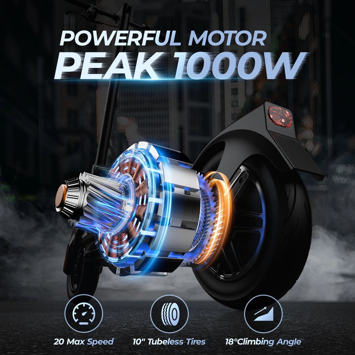 HeroPick 1000W Electric Scooter Foldable With Dual Suspension App Control