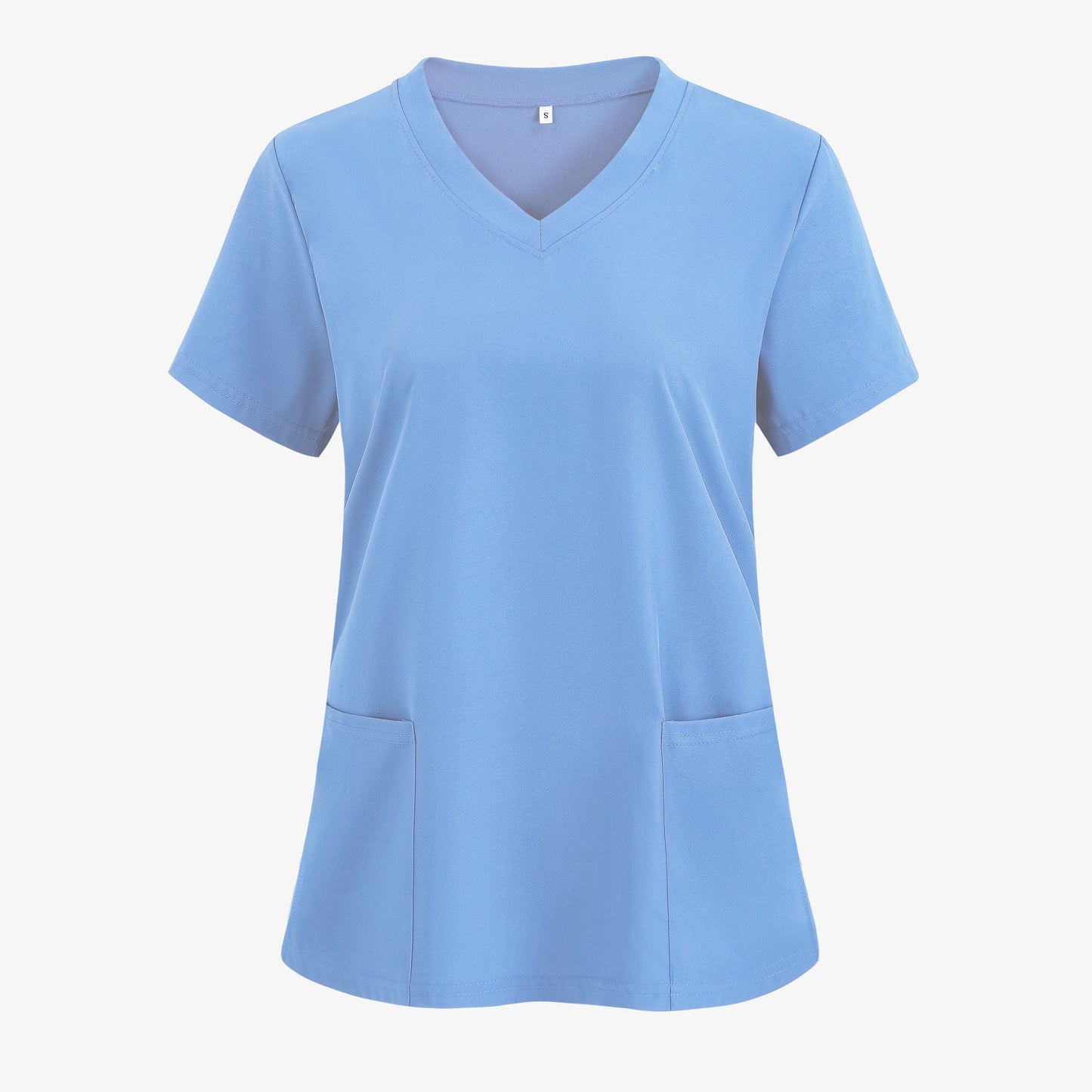 XUANSHOWCN Women Nurse Uniform Woven Top Pocket Front V Neck