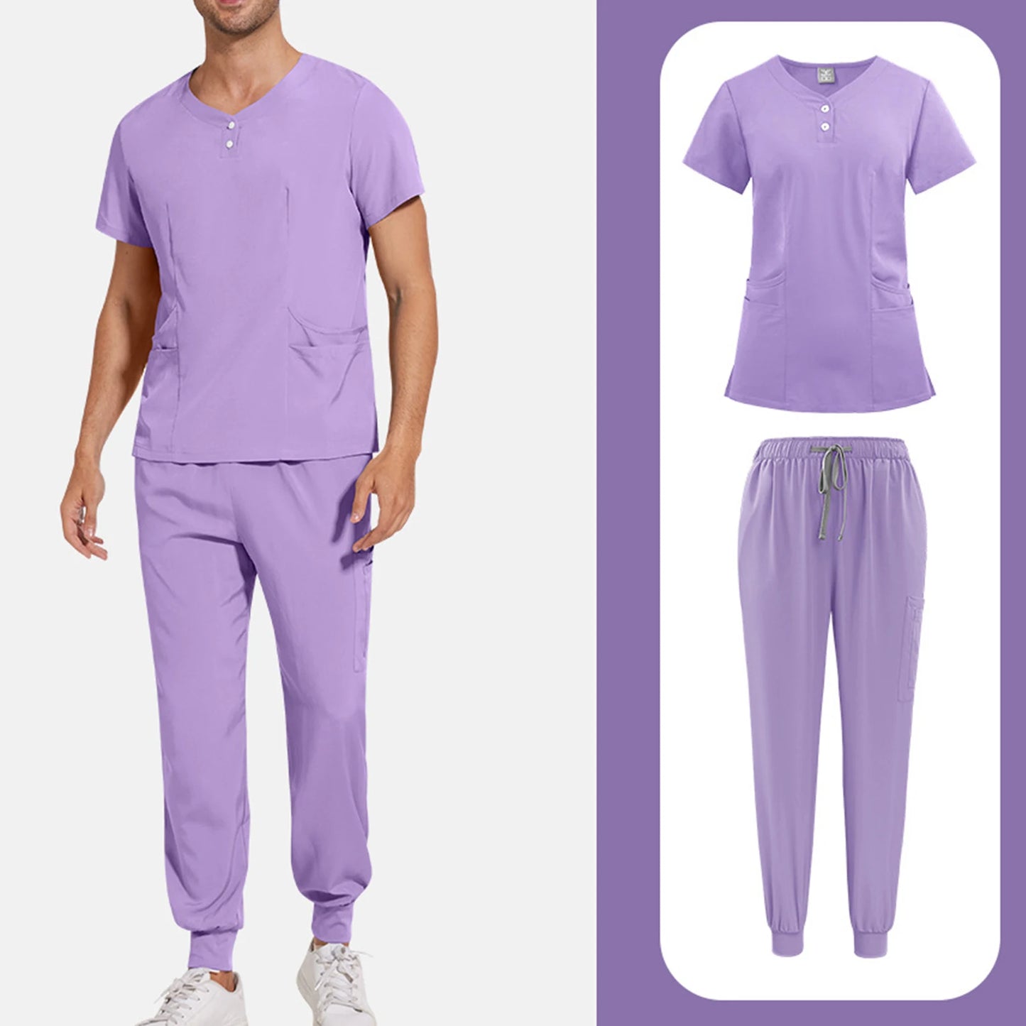 Nurse Scrub Unisex Medical Uniform Set Short Sleeve