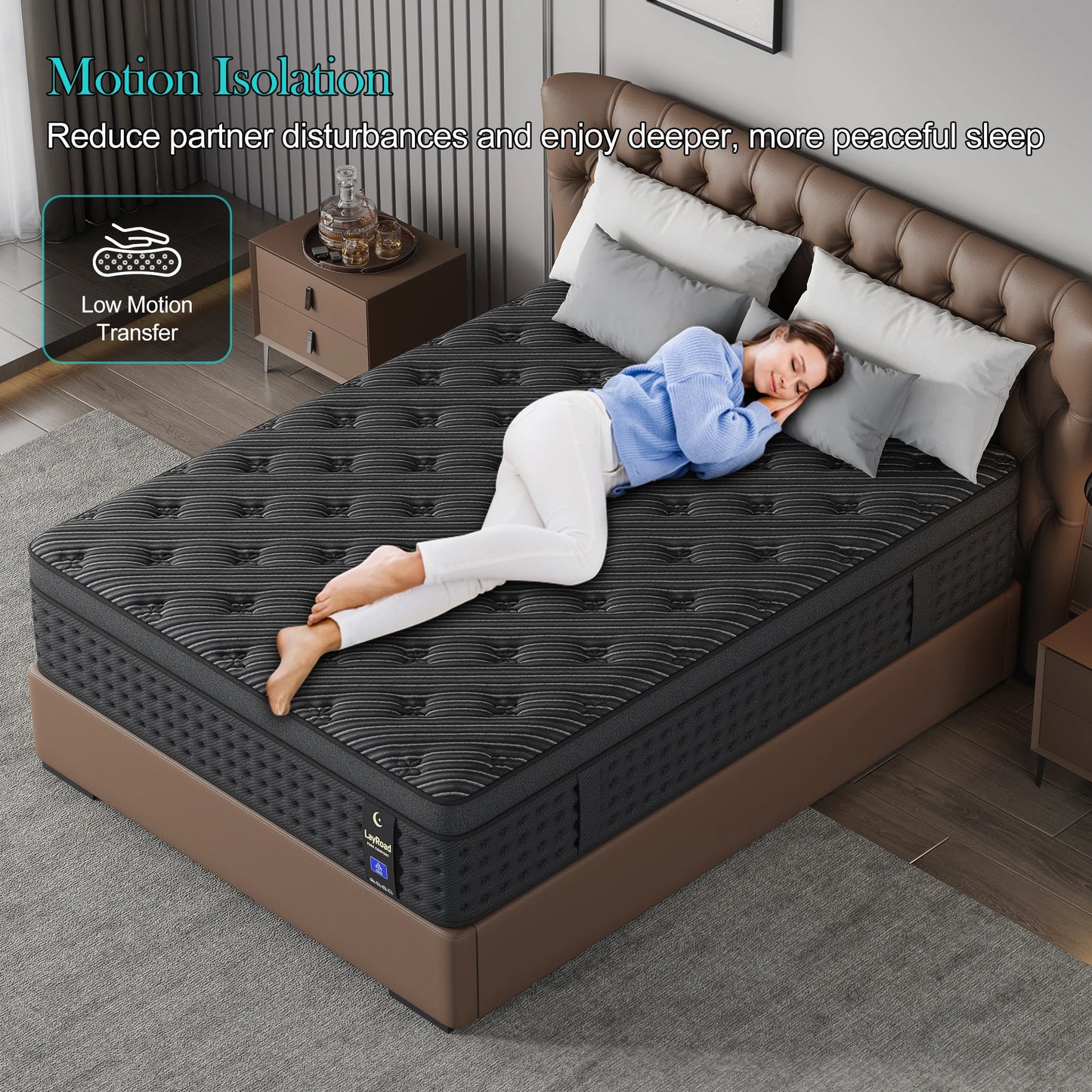 LayRoad Memory Foam Spring Boxed Mattress Medium Firmness Pressure Relief