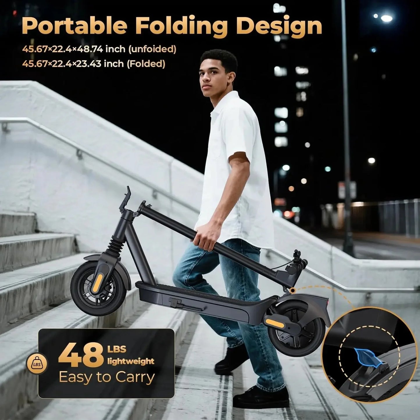 HeroPick Foldable Electric Scooter 500W 36V Long Range Commuter