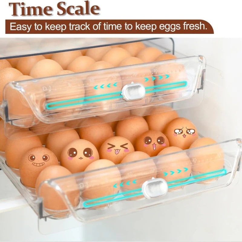 Egg Holder For Refrigerator 60 Egg Drawer Organizer 2 Layer
