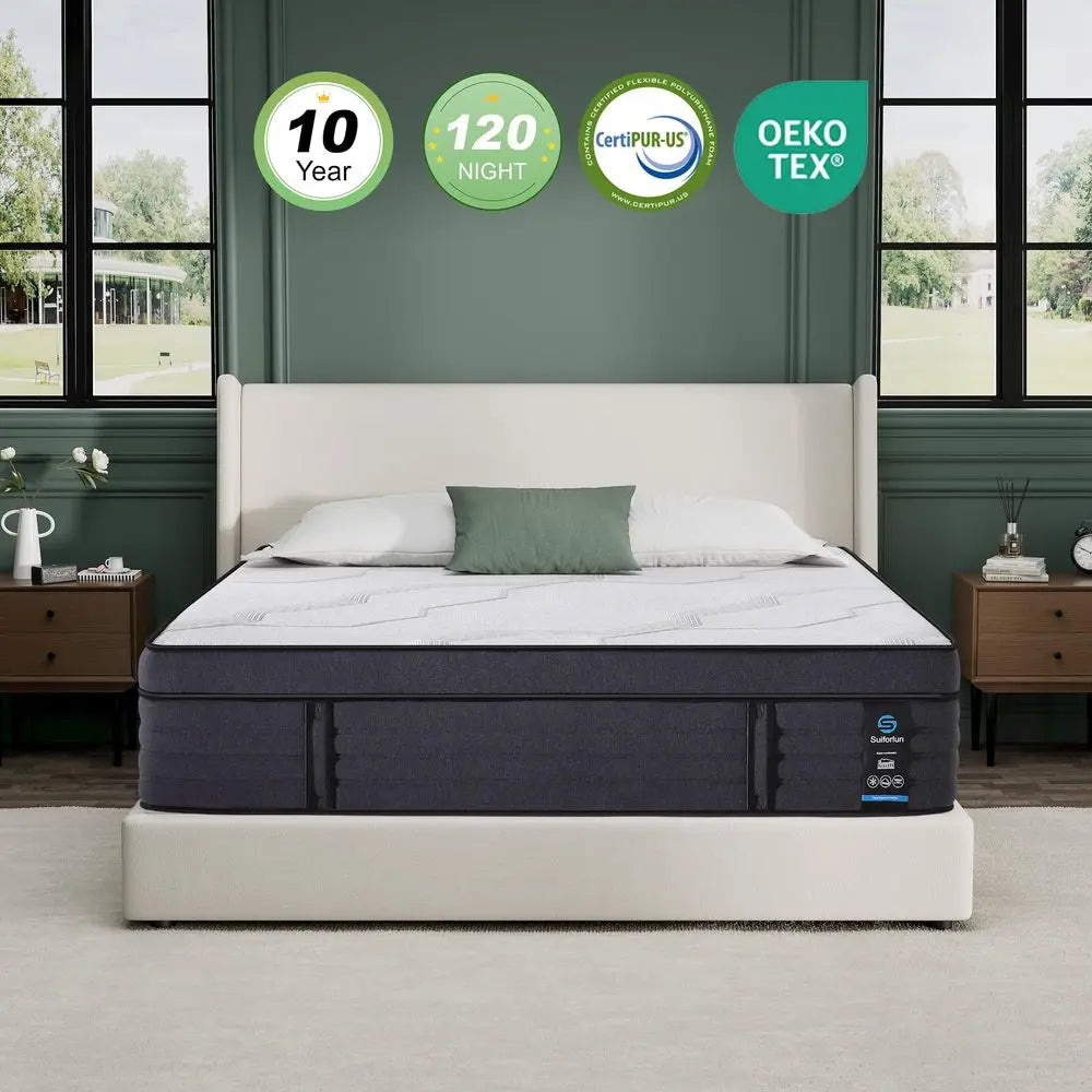 XMSJ Hybrid Gel Memory Foam Mattress With Edge Support Coils