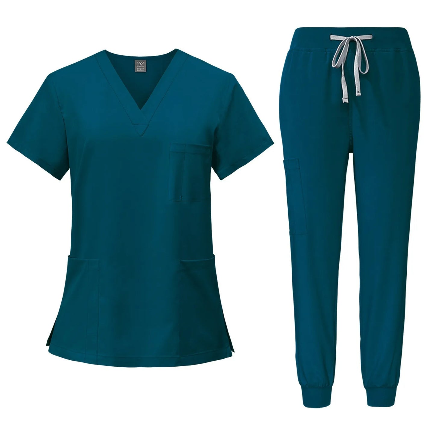 Eillysevens Women Nurse Uniform Quick-Dry V-Neck Short Sleeve Set