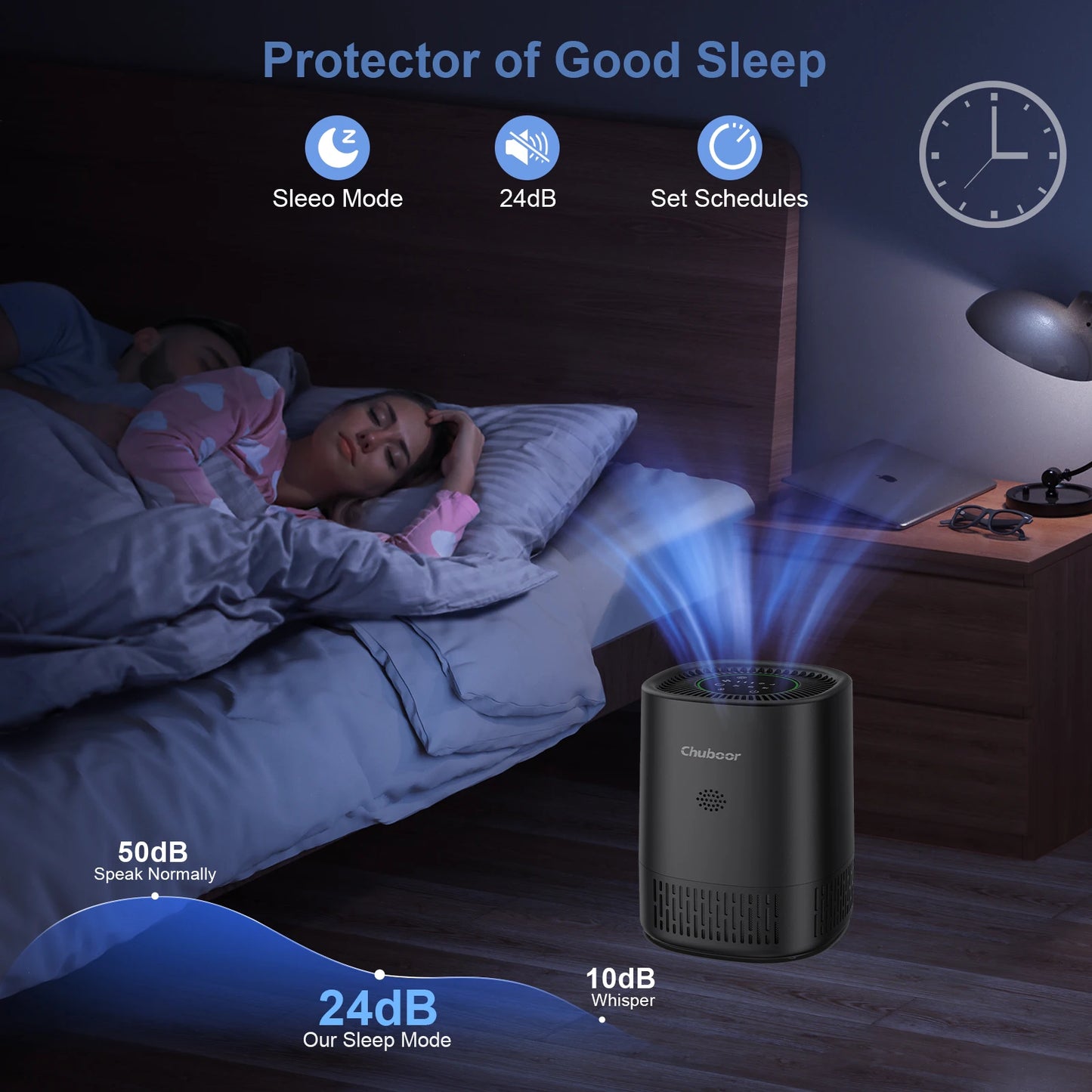 Chuboor Air Purifier for Bedroom Office with Sponge Filter