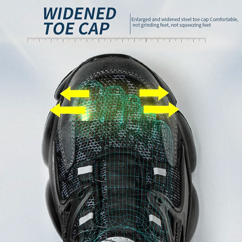 Stab-Proof Work Shoes With Elastic Buttons And Lace-Up For Men