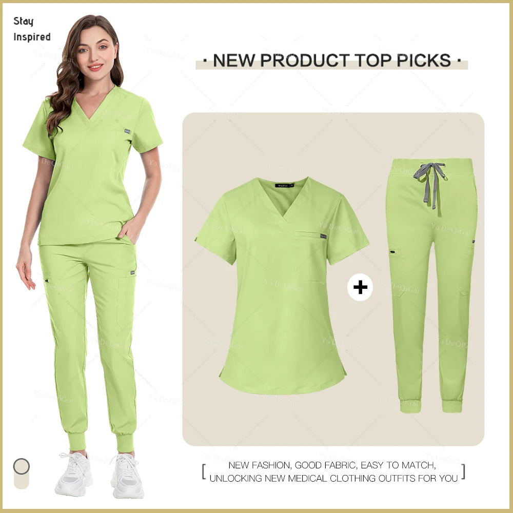 NONECN Nurse Uniforms Set Women Men Medical Hospital Scrubs Outfit