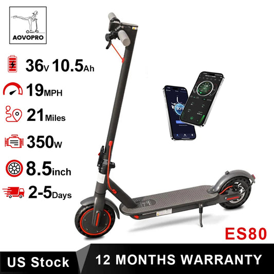 AOVOPRO ES80 Electric Scooter 350W 19MPH 21mi Range Foldable