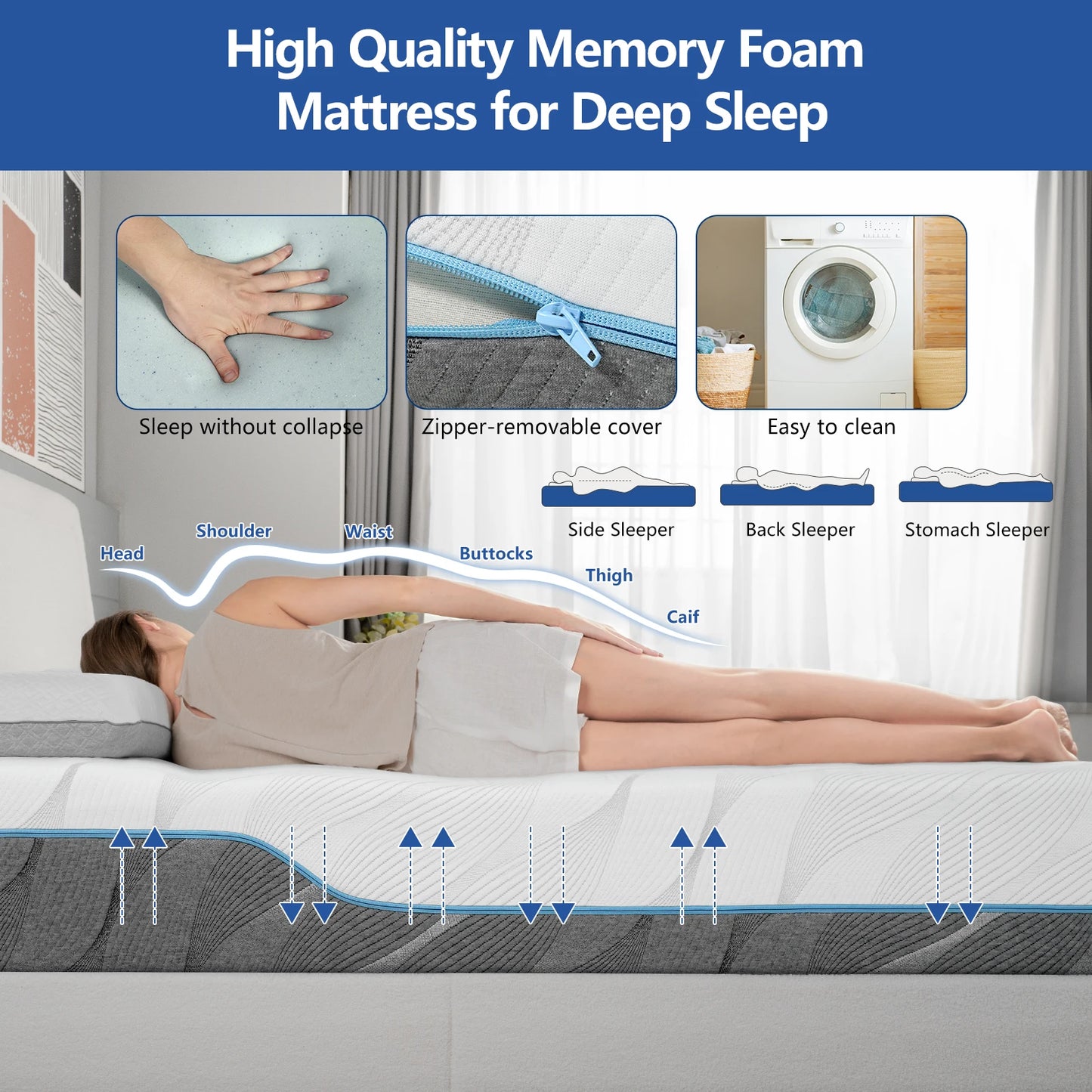 Hcore Extra Firm Flippable Mattress For Back Pain Memory Foam