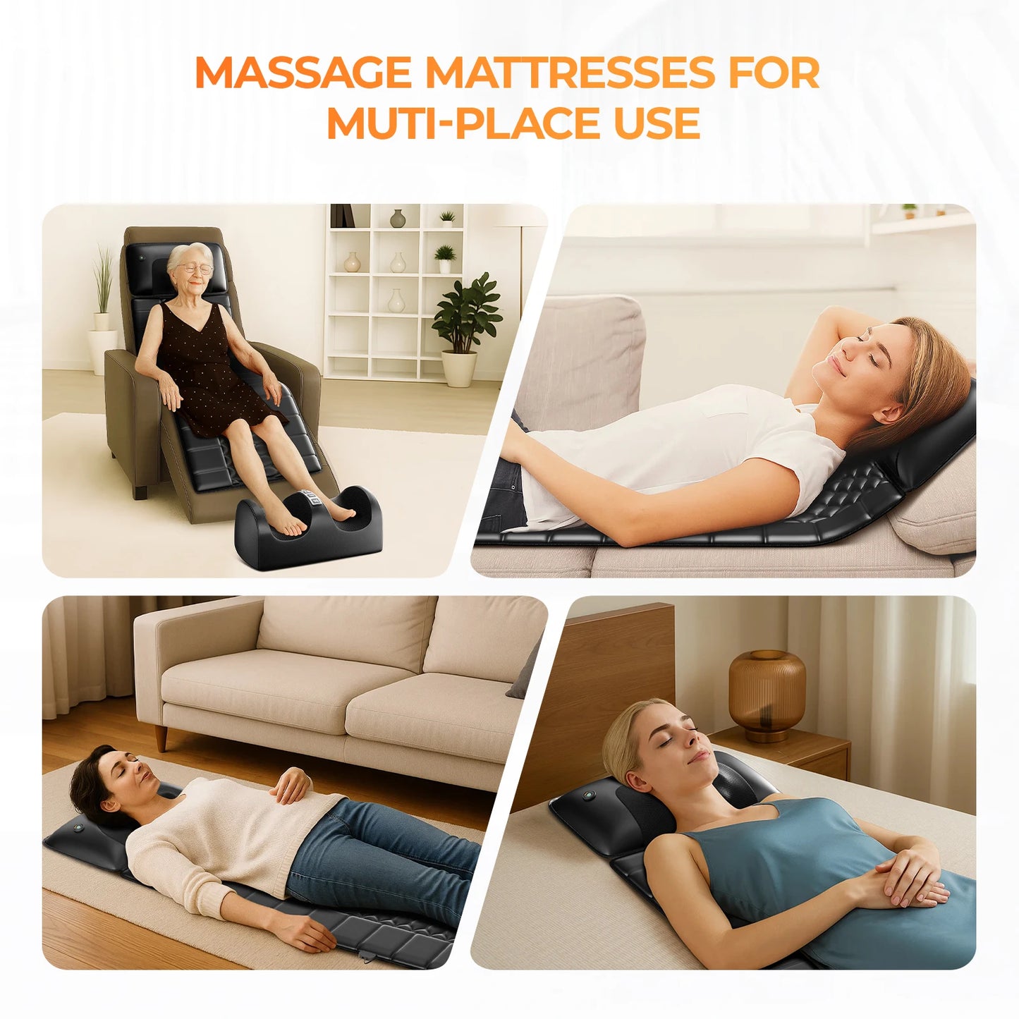 HOMEMASSA Shiatsu Full Body Massage Mat Detachable Pad 10 Motors