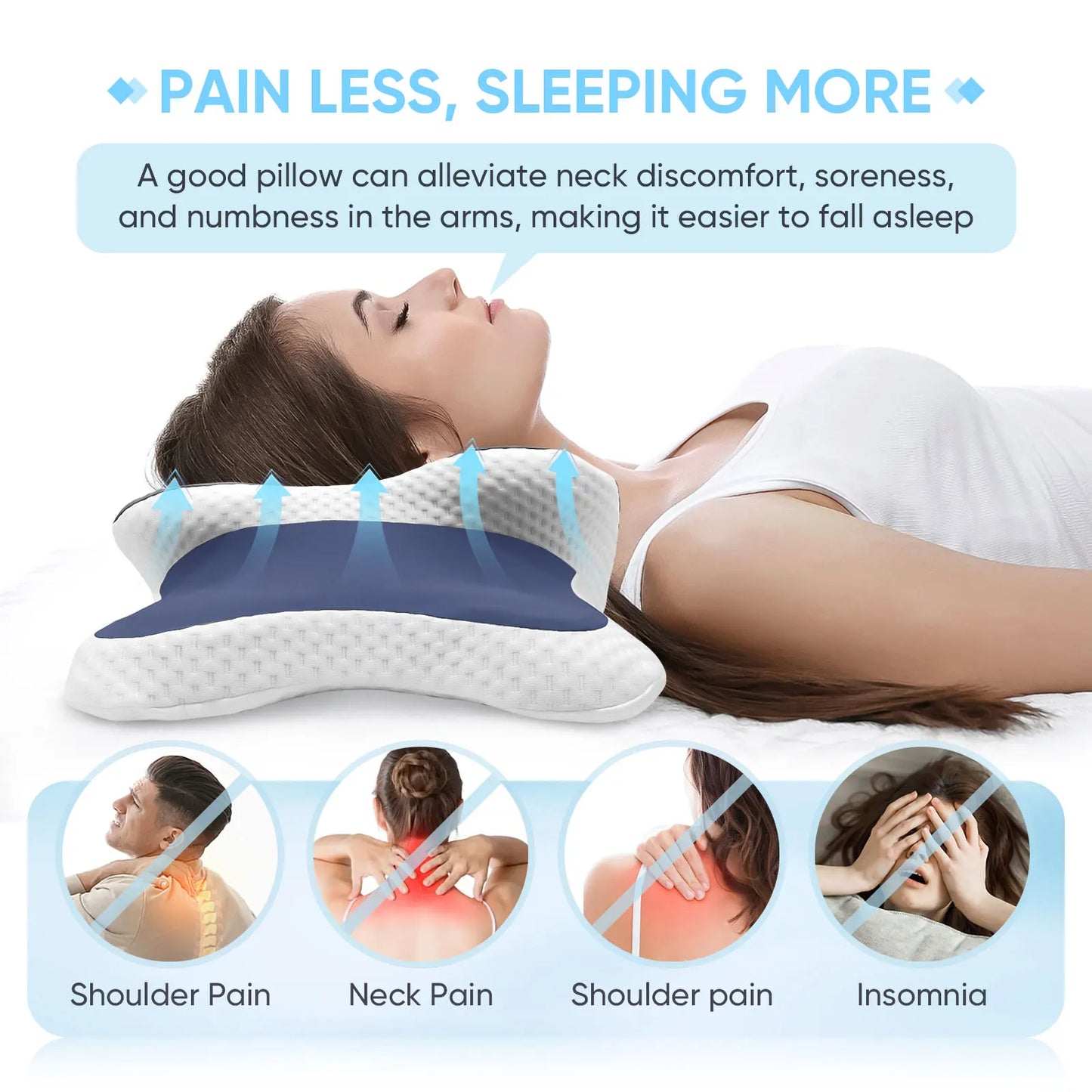 Memory Foam Cervical Pillow for Neck Support and Pain Relief