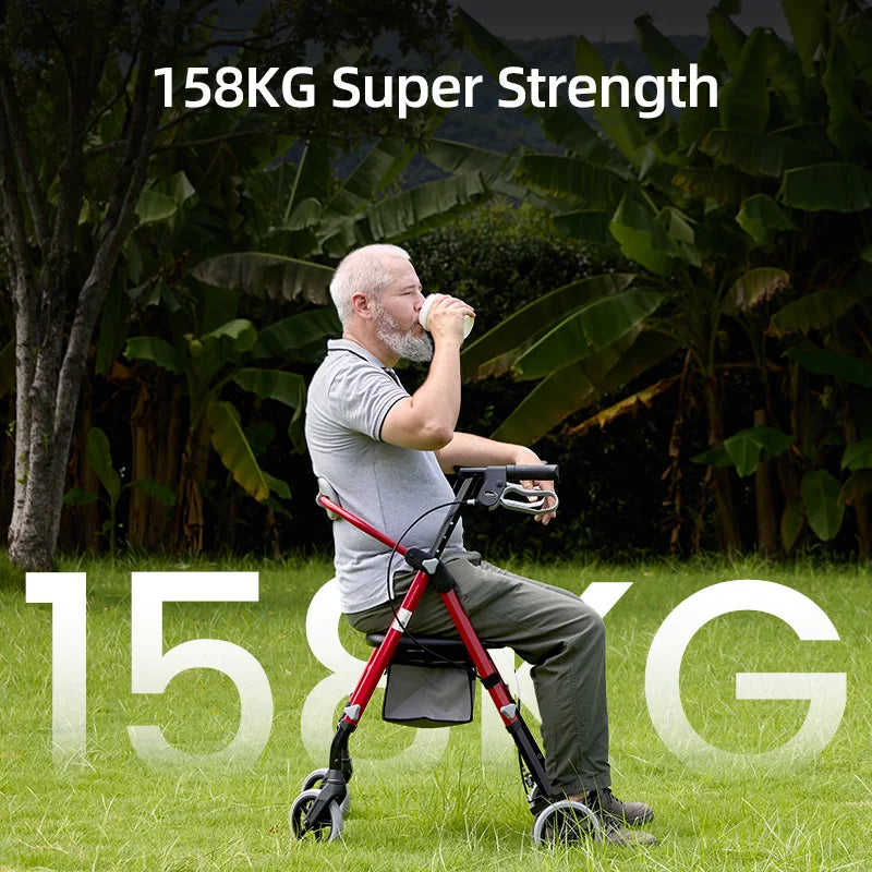 Maidesite Rollator Walker With Seat And Ergo Backrest 350 Lbs